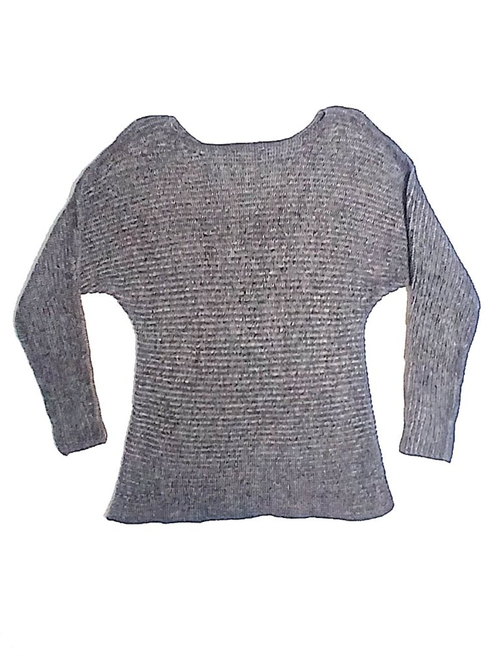 ana New Approach Women’s Medium Black Gray Marled Knit Sweater Boat Neck Dolman